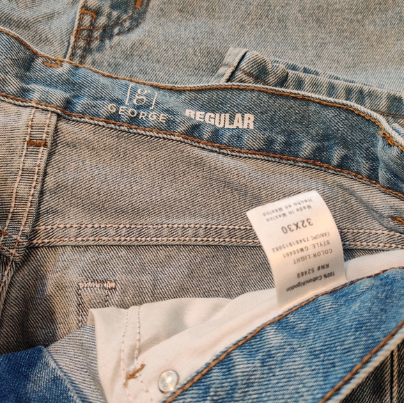 2 George Regular Denim Jeans Men 32X30 Blue Med Wash Straight Leg Pockets - Picture 6 of 13